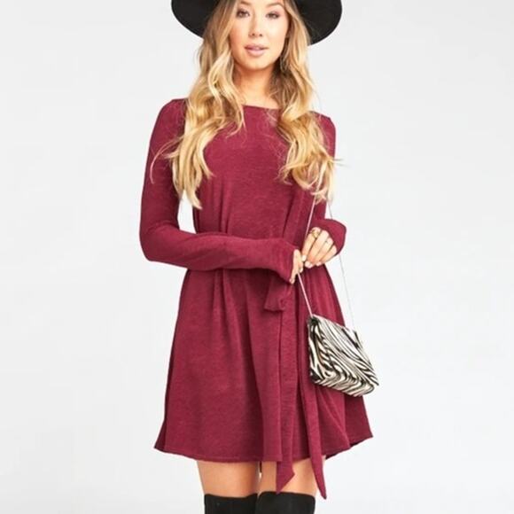 2/$30 SHOW ME YOUR MUMU Toby Tie Dress Size M Shift Maroon Mini - Picture 1 of 11